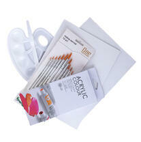 Без бренда «Набор подарочный «Две картинки»: краски акрил 12x12 мл, 2 холста 22x30 на мдф, 10 кистей, мастихин, палитра. Уценка (без упаковки)» в Туле