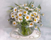 Без бренда «Букет ромашек с колосками в круглой вазе (20шт)» в Туле