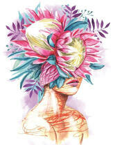 Без бренда «Портрет девушка с оригинальными цветами на голове» в Туле