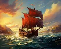 Большой и красивый парусный корабль