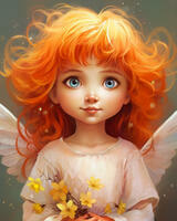 Картина по номерам «Рыжая девушка с крыльями»