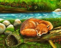 Рыжая лисичка у реки