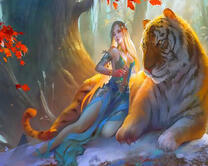 Ельфийка и большой тигр