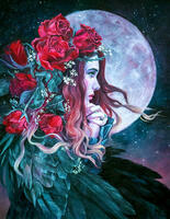 Без бренда «Девушка с розами в волосах на фоне луны» в Туле в интернет-магазине Без бренда «Девушка с розами в волосах на фоне луны» в Туле