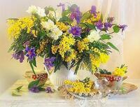 Без бренда «Букет из мимозы и колокольчиков в вазе» в Туле в интернет-магазине  Без бренда «Букет из мимозы и колокольчиков в вазе» в Туле