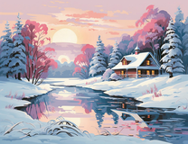 Чудесный зимний пейзаж у реки