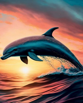 Дельфин на фоне заката