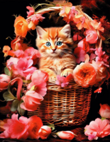 Без бренда «Рыжий котенок в корзине с цветами» в Туле в интернет-магазине  Без бренда «Рыжий котенок в корзине с цветами» в Туле