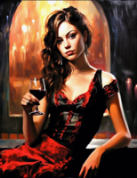 Без бренда «Обворожительная брюнетка с бокалом красного вина» в Туле