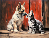 Без бренда «Знакомство котенка и щенка» в Туле в интернет-магазине  Без бренда «Знакомство котенка и щенка» в Туле