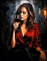 Без бренда «Девушка в красном платье с бокалом вина» в Туле